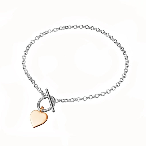 Sterling silver heart fob bracelet