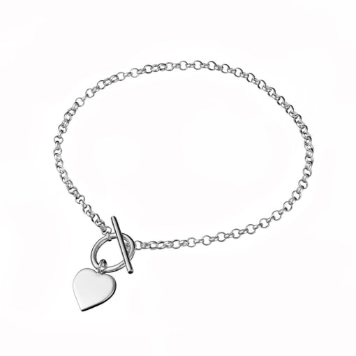 Sterling silver heart fob bracelet