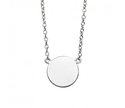 Sterling silver flat disc necklace