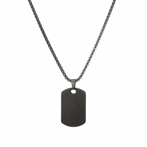 Zed Stainless steel matte black dog tag necklace