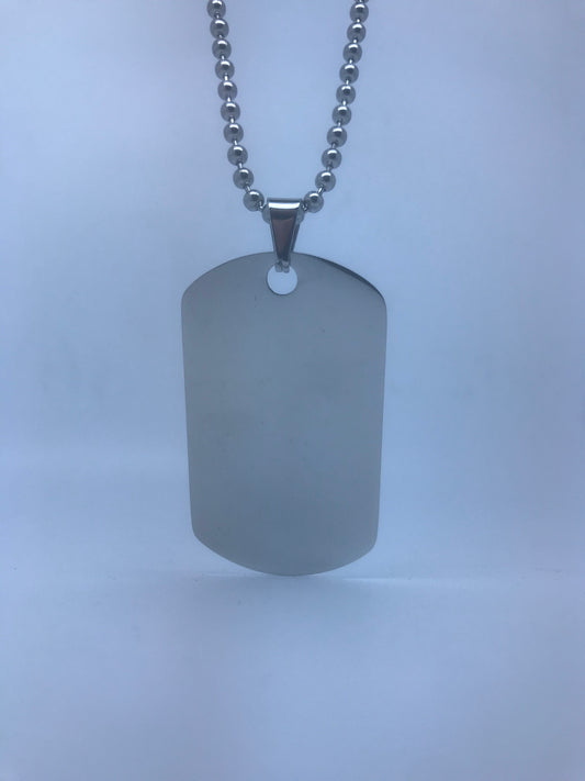 Zed Stainless Steel Large Dog Tag Necklace